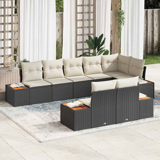 Set de canapele pentru grădină cu pernă 8 pcs Negru Rattan poli - WALTI WALTI