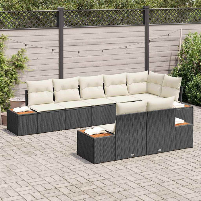 Set de canapele pentru grădină cu pernă 8 pcs Negru Rattan poli - WALTI WALTI