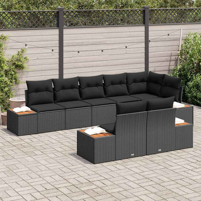 Set de canapele pentru grădină cu pernă 8 pcs Negru poliratan - WALTI WALTI