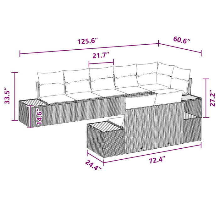 Set de canapele pentru grădină cu pernă 8 pcs Negru poliratan - WALTI WALTI