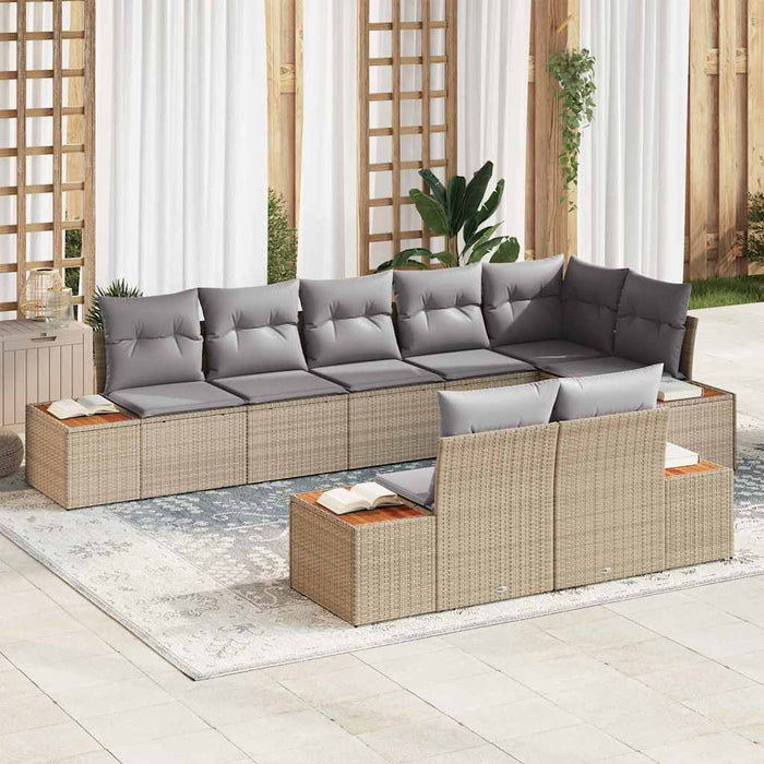Set de canapele pentru grădină cu pernă 8 pcs Bej Rattan poli - WALTI WALTI