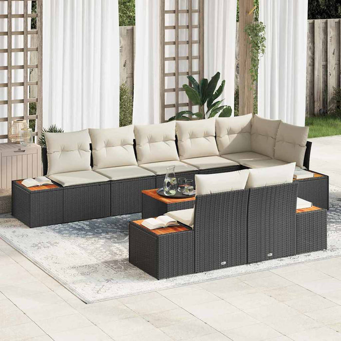 Set de canapele pentru grădină cu pernă 9 pcs Negru Rattan poli - WALTI WALTI
