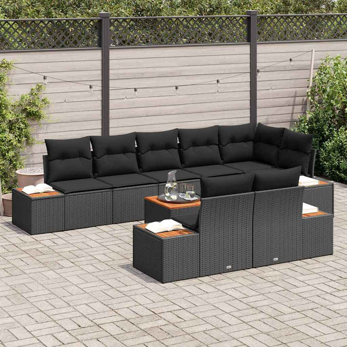 Set de canapele pentru grădină cu pernă 9 pcs Negru poliratan - WALTI WALTI