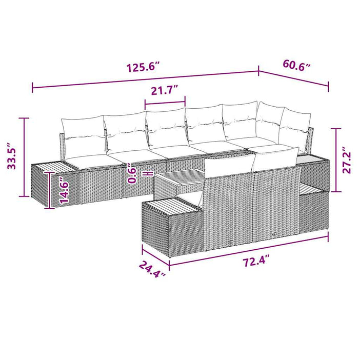 Set de canapele pentru grădină cu pernă 9 pcs Negru poliratan - WALTI WALTI