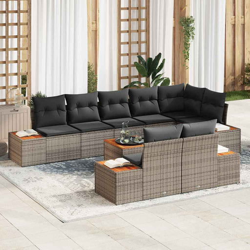 Set de canapele pentru grădină cu pernă 9 pcs Gri Rattan poli - WALTI WALTI