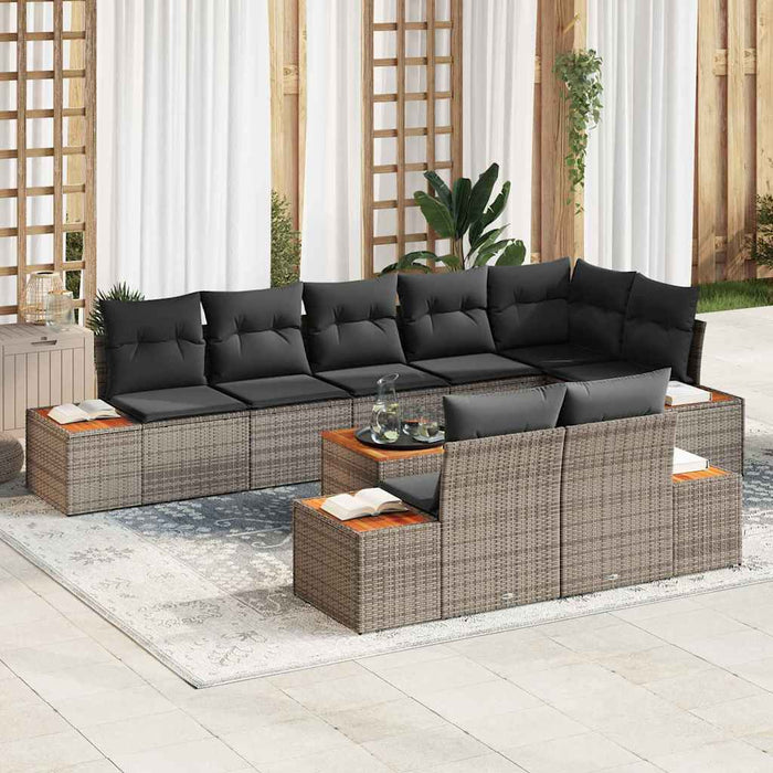 Set de canapele pentru grădină cu pernă 9 pcs Gri Rattan poli - WALTI WALTI