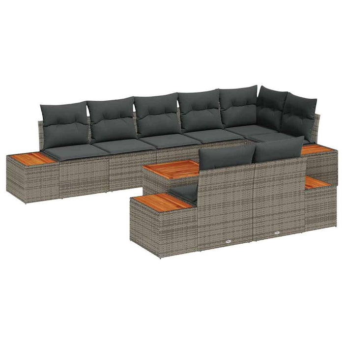 Set de canapele pentru grădină cu pernă 9 pcs Gri Rattan poli - WALTI WALTI