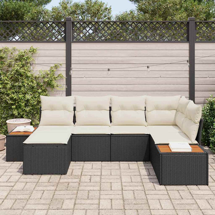 Set de canapele pentru grădină 6 buc. Negru poliratan WALTI