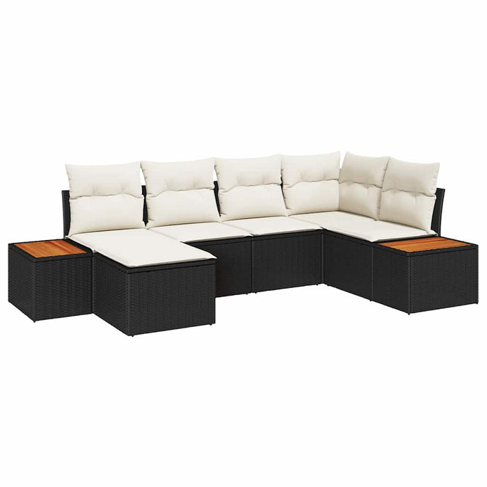Set de canapele pentru grădină 6 buc. Negru poliratan WALTI