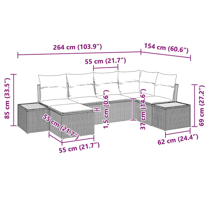 Set de canapele pentru grădină 6 buc. Negru poliratan WALTI