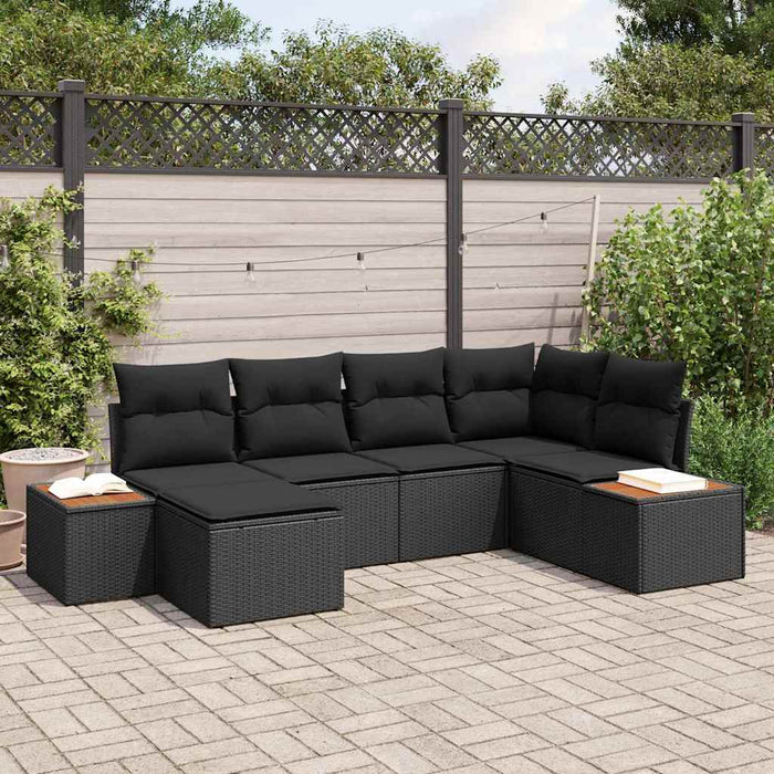 Set de canapele pentru grădină cu pernă 6 pcs Negru poliratan - WALTI WALTI