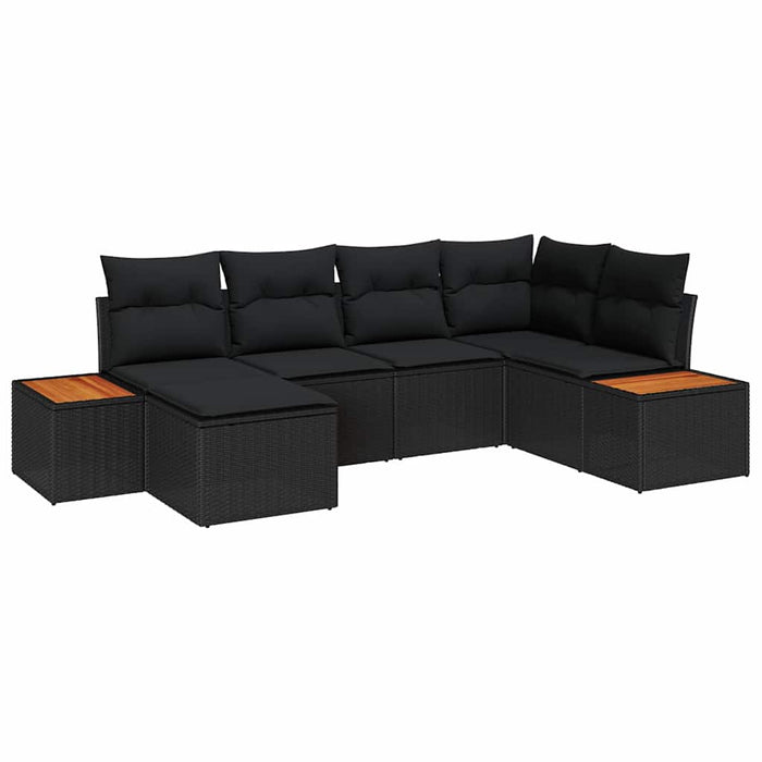 Set de canapele pentru grădină cu pernă 6 pcs Negru poliratan - WALTI WALTI