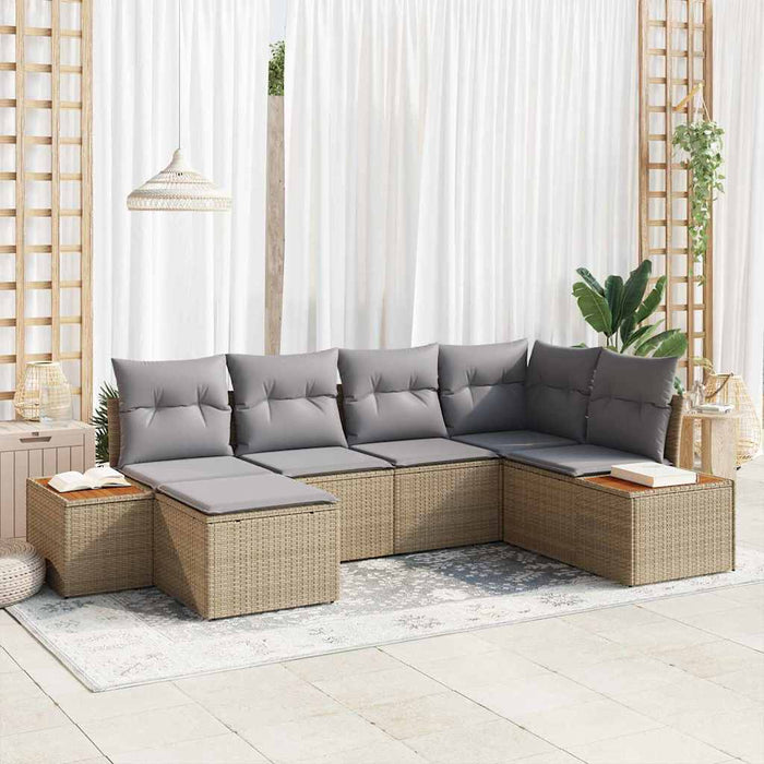 Set de canapele pentru grădină cu pernă 6 pcs Bej Rattan poli - WALTI WALTI