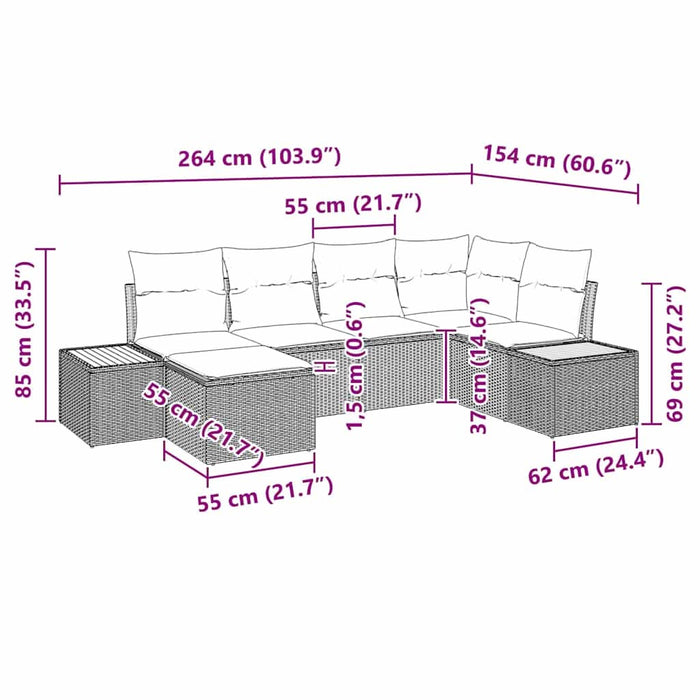 Set de canapele pentru grădină cu pernă 6 pcs Bej Rattan poli - WALTI WALTI
