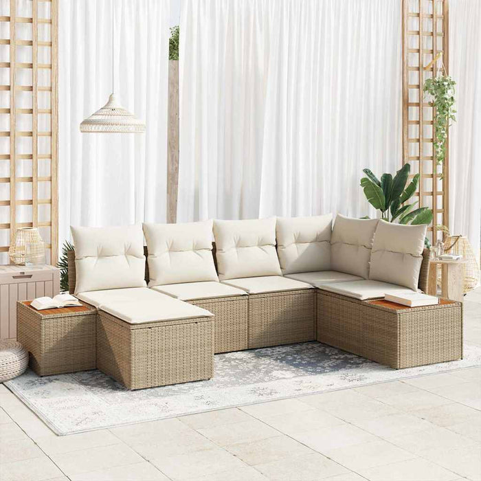 Set de canapele pentru grădină cu pernă 6 pcs Bej poliratan WALTI