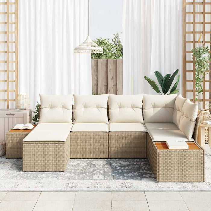 Set de canapele pentru grădină cu pernă 6 pcs Bej poliratan WALTI