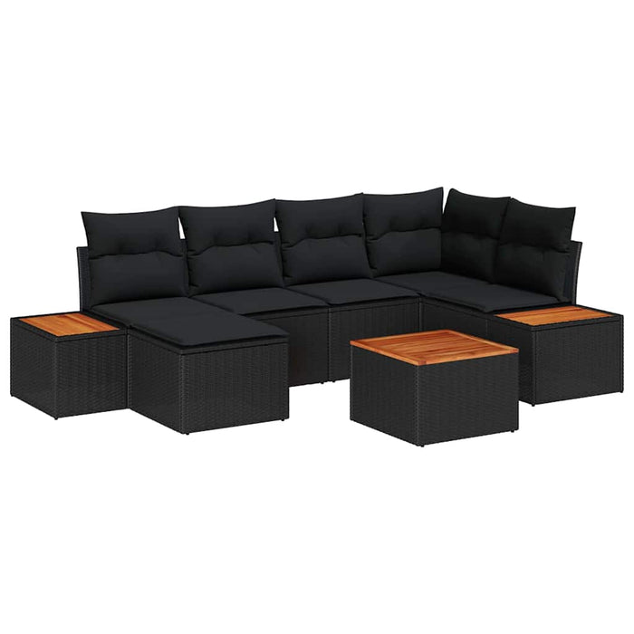 Set de canapele pentru grădină cu pernă 7 pcs Negru poliratan - WALTI WALTI