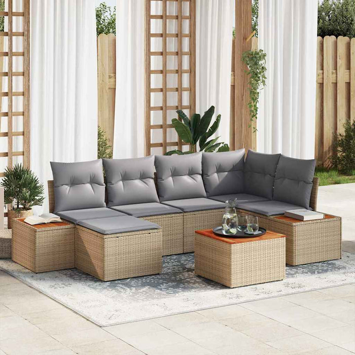 Set de canapele pentru grădină cu pernă 7 pcs Bej poliratan - WALTI WALTI