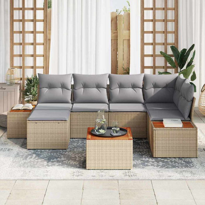 Set de canapele pentru grădină cu pernă 7 pcs Bej poliratan - WALTI WALTI