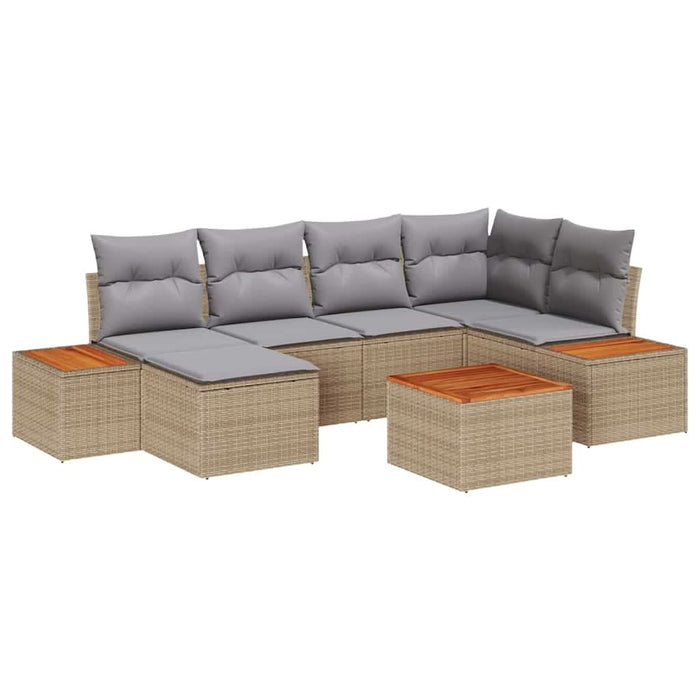 Set de canapele pentru grădină cu pernă 7 pcs Bej poliratan - WALTI WALTI