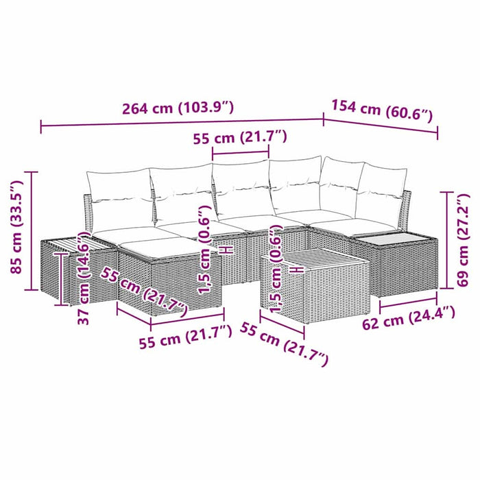 Set de canapele pentru grădină cu pernă 7 pcs Bej poliratan - WALTI WALTI