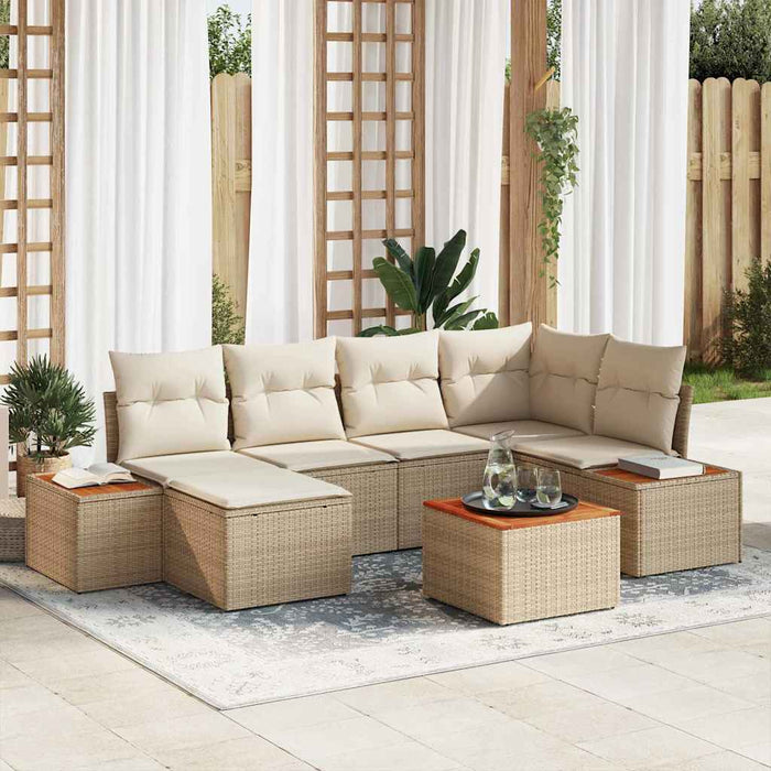 Set de canapele pentru grădină cu pernă 7 pcs Bej poliratan - WALTI WALTI