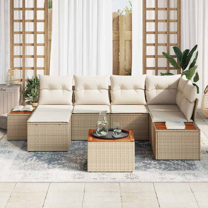 Set de canapele pentru grădină cu pernă 7 pcs Bej poliratan - WALTI WALTI