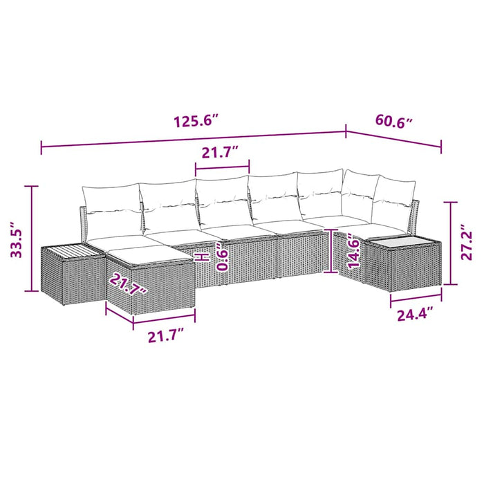 Set de canapele pentru grădină cu pernă 7 pcs Negru poliratan - WALTI WALTI