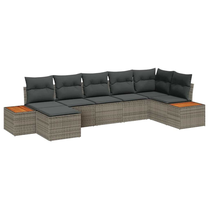 Set de canapele pentru grădină cu pernă 7 pcs Gri poliratan - WALTI WALTI