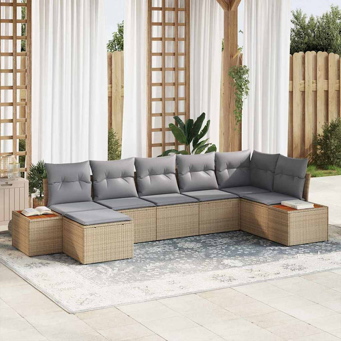 Set de canapele pentru grădină cu pernă 7 pcs Bej Rattan poli - WALTI WALTI