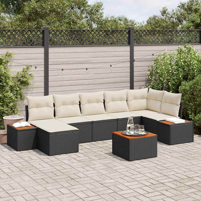 Set de canapele pentru grădină cu pernă 8 pcs Negru poliratan - WALTI WALTI