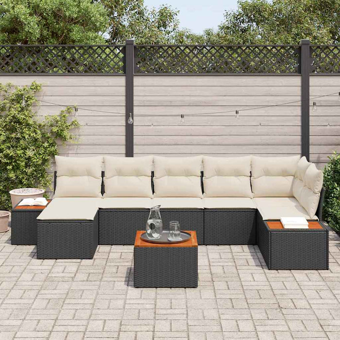 Set de canapele pentru grădină cu pernă 8 pcs Negru poliratan - WALTI WALTI
