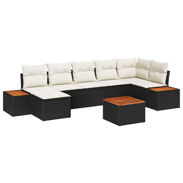 Set de canapele pentru grădină cu pernă 8 pcs Negru poliratan - WALTI WALTI
