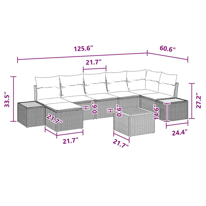 Set de canapele pentru grădină cu pernă 8 pcs Negru poliratan - WALTI WALTI