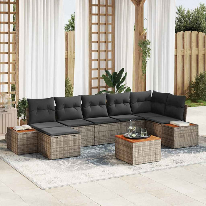 Set de canapele pentru grădină cu pernă 8 pcs Gri poliratan - WALTI WALTI