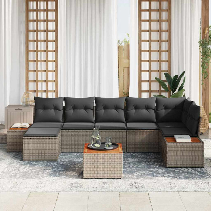 Set de canapele pentru grădină cu pernă 8 pcs Gri poliratan - WALTI WALTI