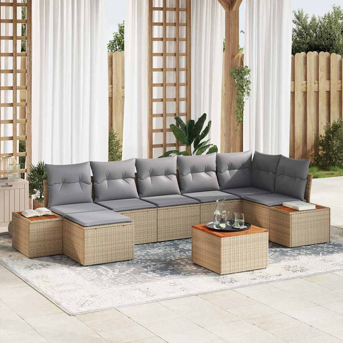 Set de canapele pentru grădină cu pernă 8 pcs Bej poliratan - WALTI WALTI