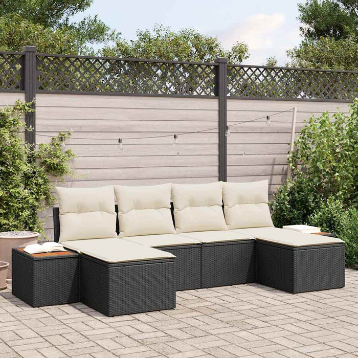 Set de canapele pentru grădină cu pernă 6 pcs Negru poliratan - WALTI WALTI