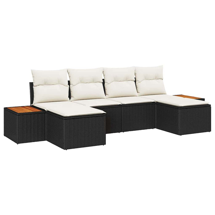 Set de canapele pentru grădină cu pernă 6 pcs Negru poliratan - WALTI WALTI
