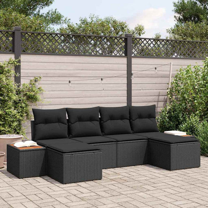 Set de canapele pentru grădină cu pernă 6 pcs Negru poliratan - WALTI WALTI