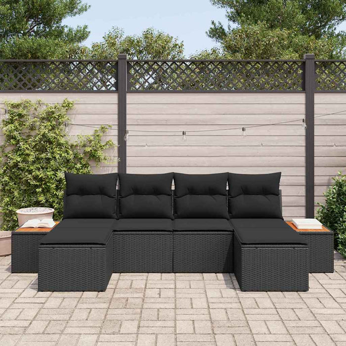 Set de canapele pentru grădină cu pernă 6 pcs Negru poliratan - WALTI WALTI