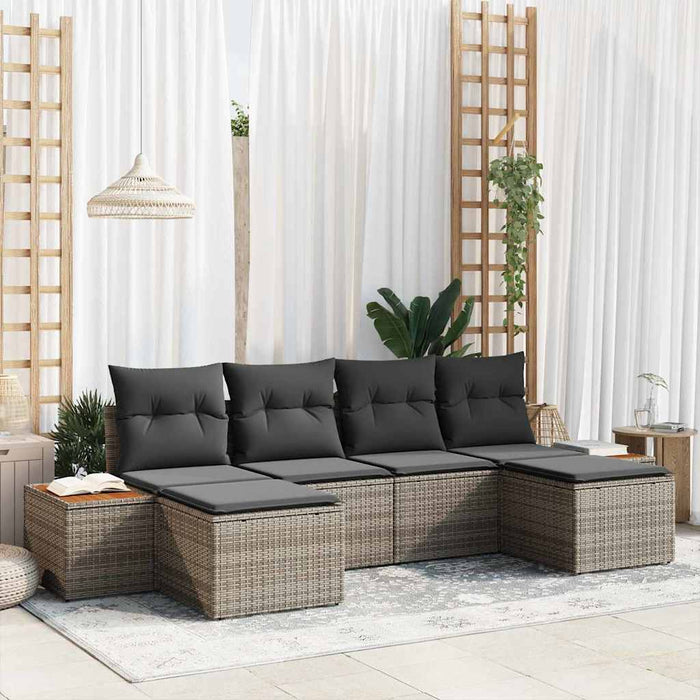 Set de canapele pentru grădină cu pernă 6 pcs Gri poliratan - WALTI WALTI