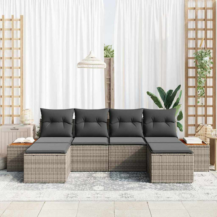 Set de canapele pentru grădină cu pernă 6 pcs Gri poliratan - WALTI WALTI