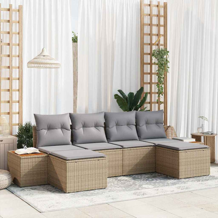 Set de canapele pentru grădină cu pernă 6 pcs Bej poliratan - WALTI WALTI