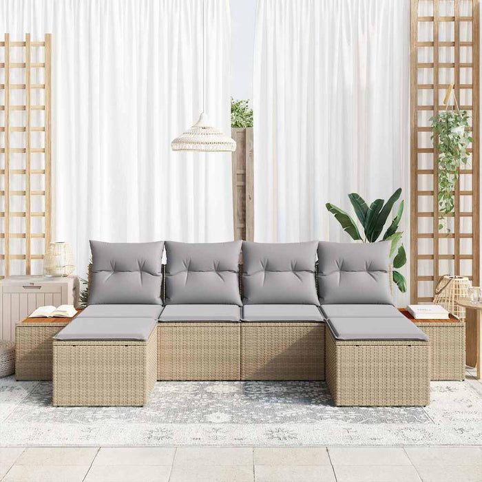 Set de canapele pentru grădină cu pernă 6 pcs Bej poliratan - WALTI WALTI