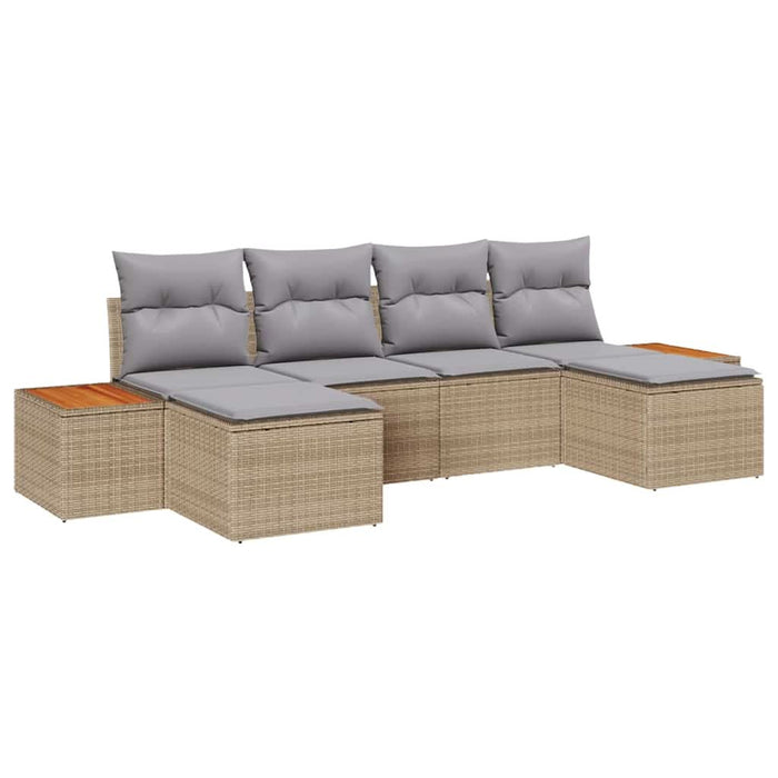 Set de canapele pentru grădină cu pernă 6 pcs Bej poliratan - WALTI WALTI