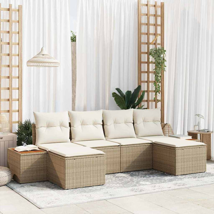 Set de canapele pentru grădină cu pernă 6 pcs Bej poliratan - WALTI WALTI