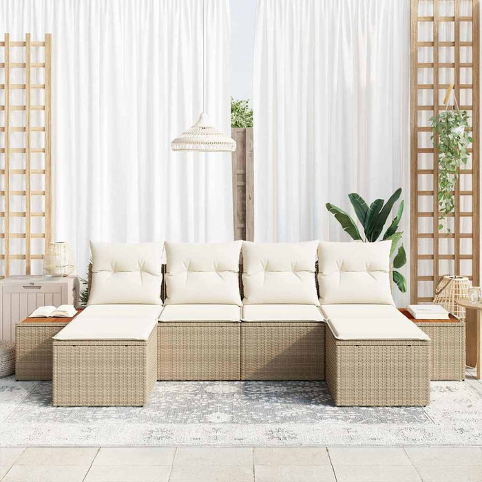 Set de canapele pentru grădină cu pernă 6 pcs Bej poliratan - WALTI WALTI