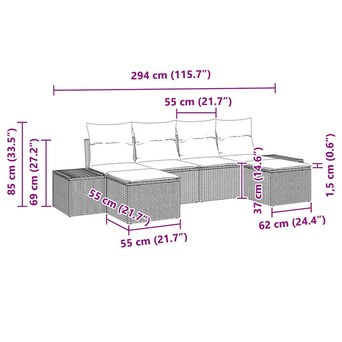 Set de canapele pentru grădină cu pernă 6 pcs Bej poliratan - WALTI WALTI