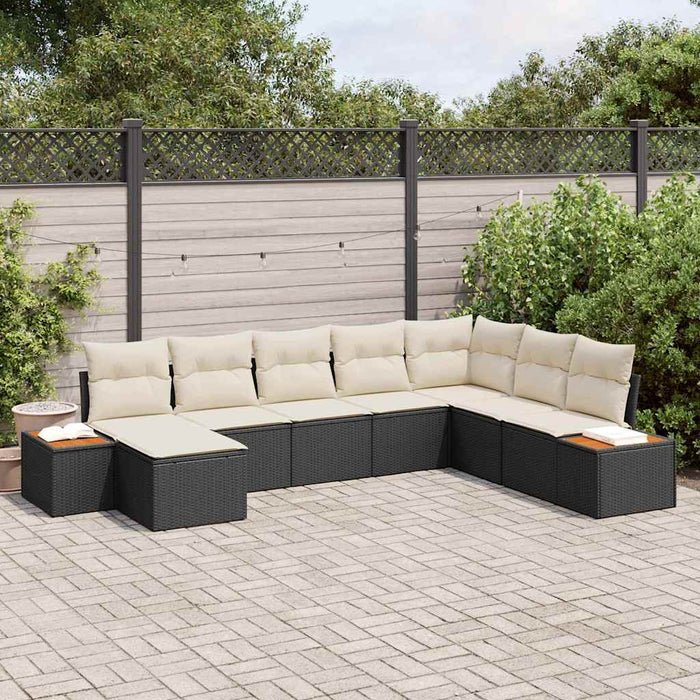 Set de canapele pentru grădină 8 buc. Negru Rattan poli WALTI